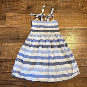 Janie and Jack White/Blues Stripped Tied Dress Size 6